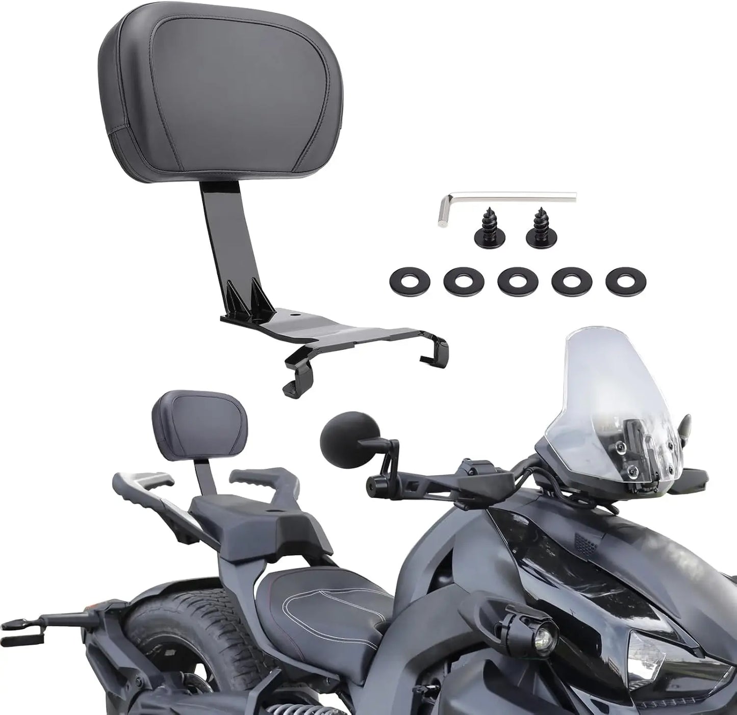 Wasonteda Soft Rear Passenger Backrest For Can-Am Ryker