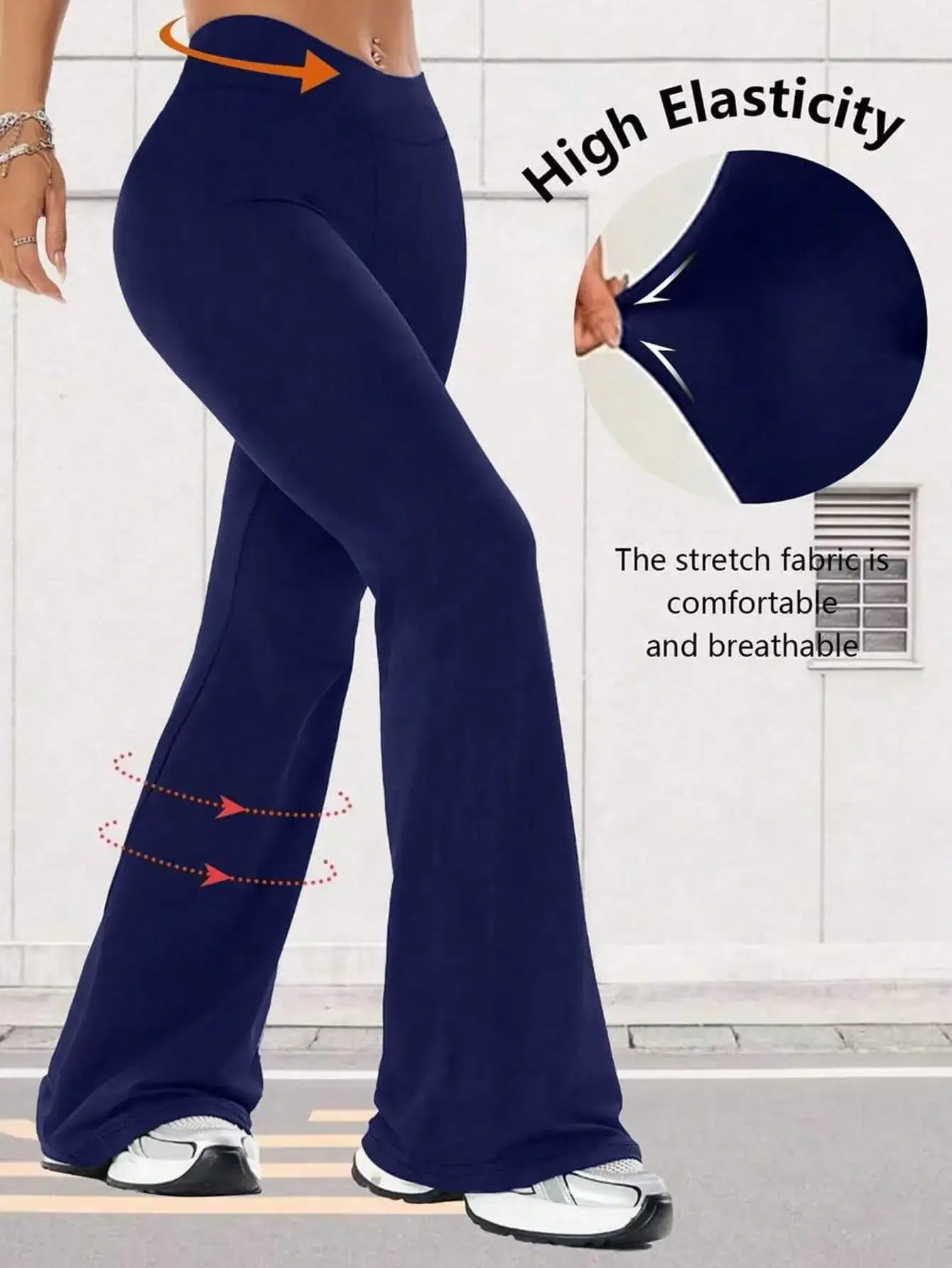 Womens High Waist Flare Yoga Pants Wide Leg For Fitness