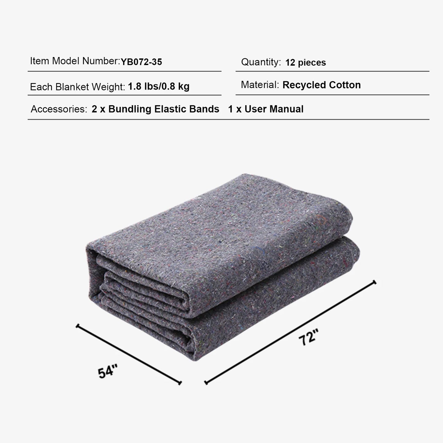 SucceBuy Heavy Duty Moving Blanket Recycled Cotton Packing Pads
