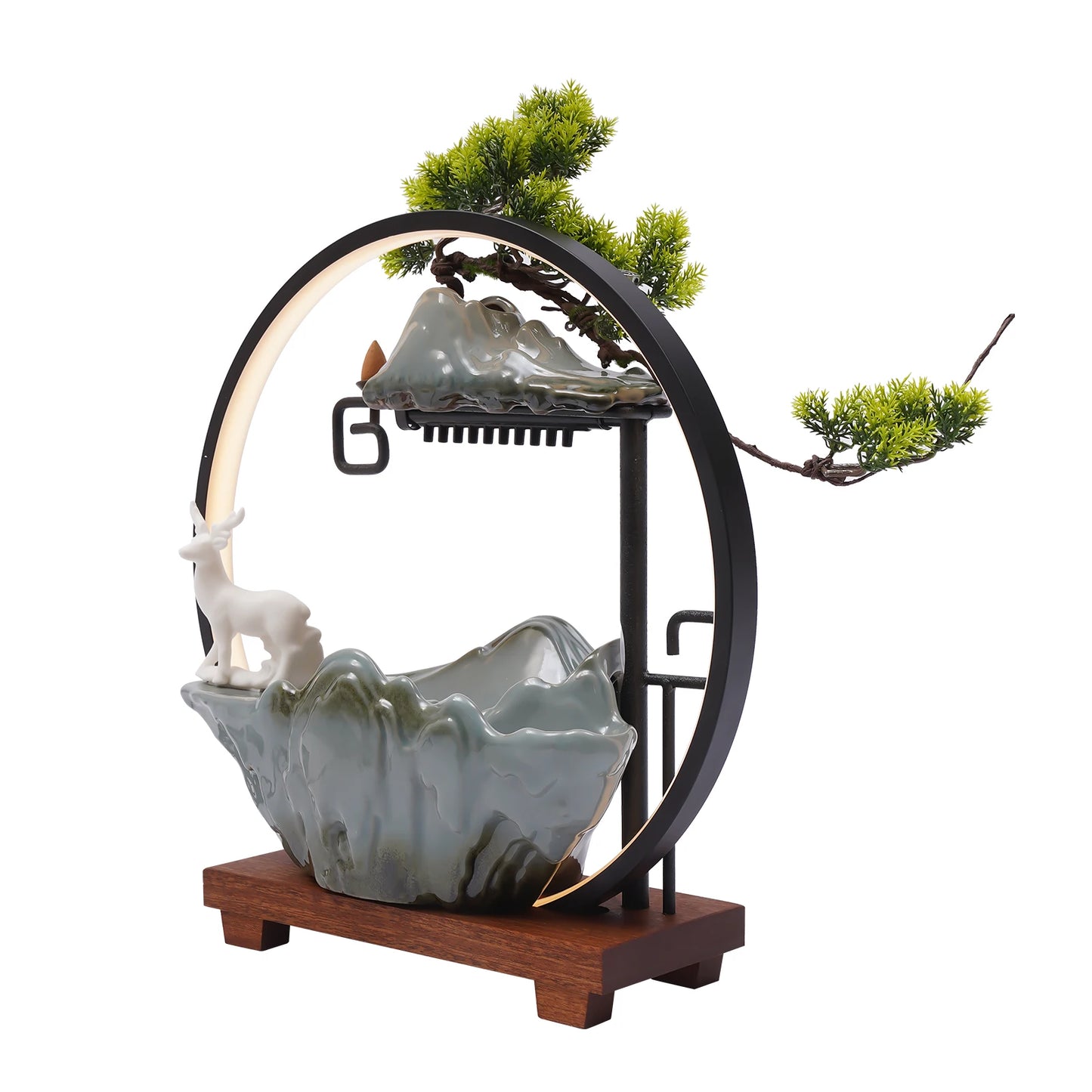Bymaocar Tabletop Water Fountain with LED Light Zen Decor