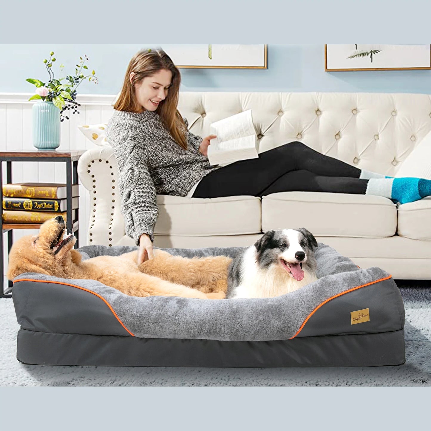 BINGOPAW Anti Allergy Dog Bed Removable Washable Fleece Waterproof Cover