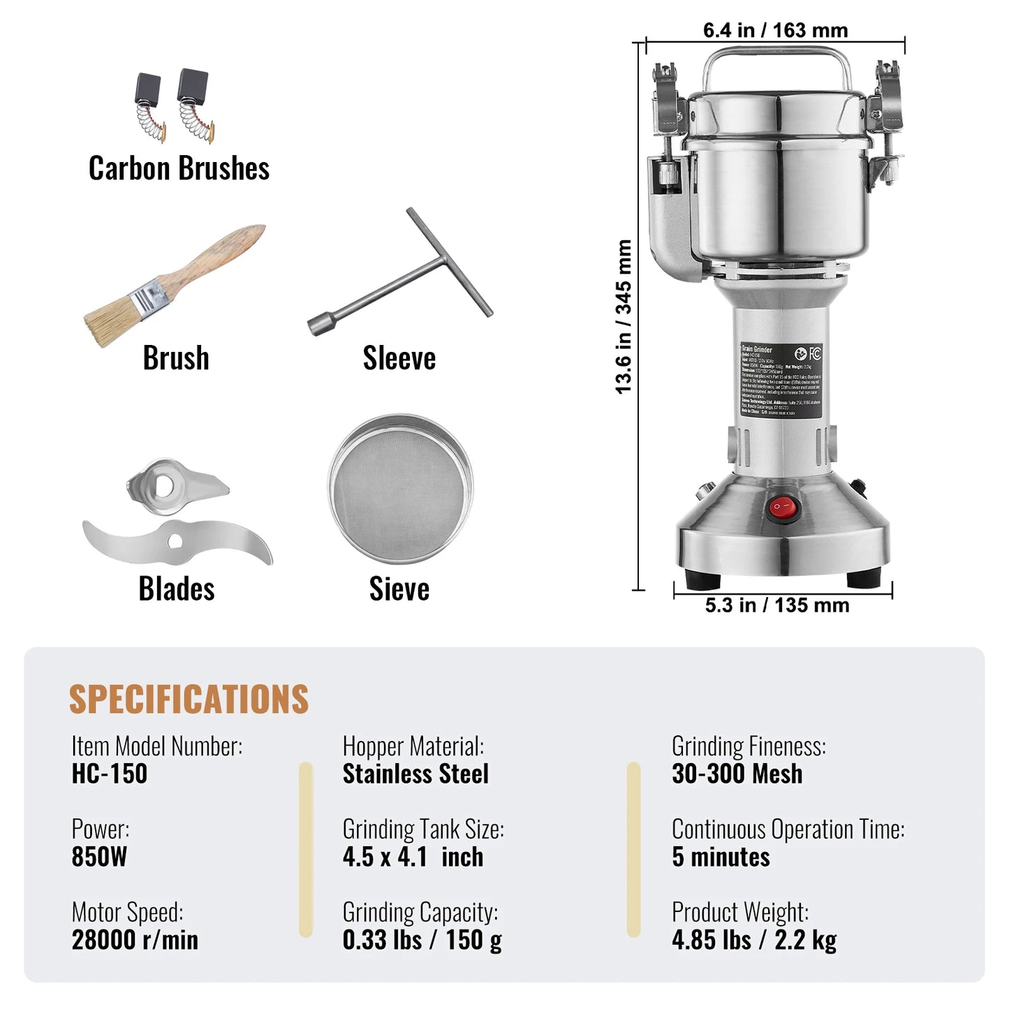 SucceBuy Electric Grain Mill Grinder For Dry Herbs Spices Coffee