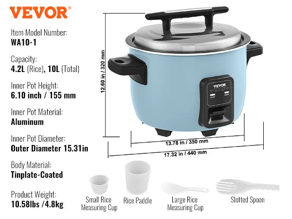 SucceBuy Commercial Rice Cooker Aluminium Nonstick Inner Pot 24 Hour Keep Warm