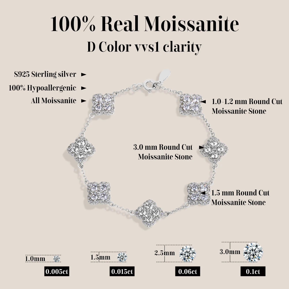 ATTAGEMS VVS1 Moissanite Bracelet S925 Gold Plated For Women