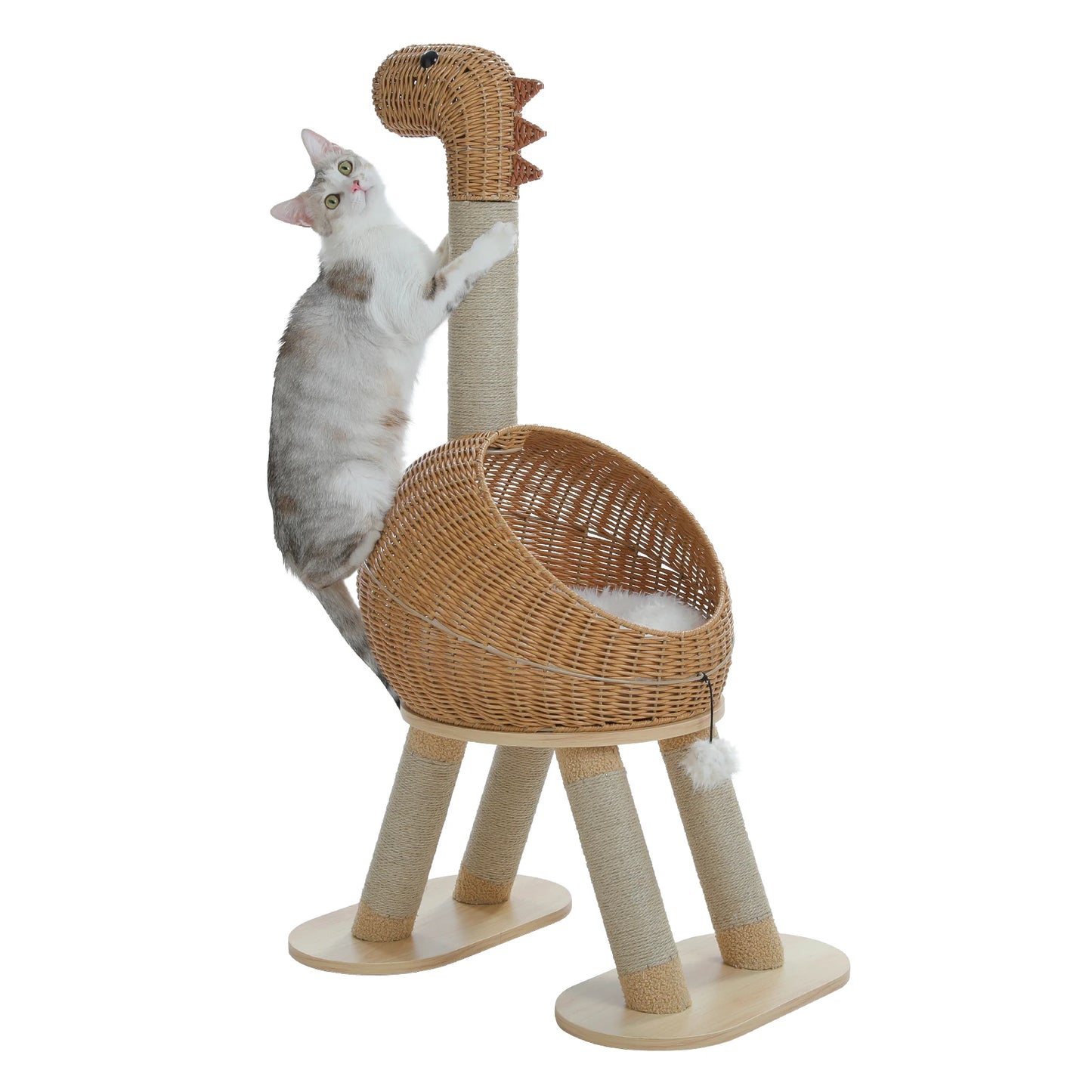 PAWZ Road Dinosaur Cat Tree Tower Three Tier Sisal Post Wicker Condo