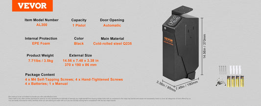 VEVOR Gun Safe 3 Way Quick Access Pistol Safe With Biometric