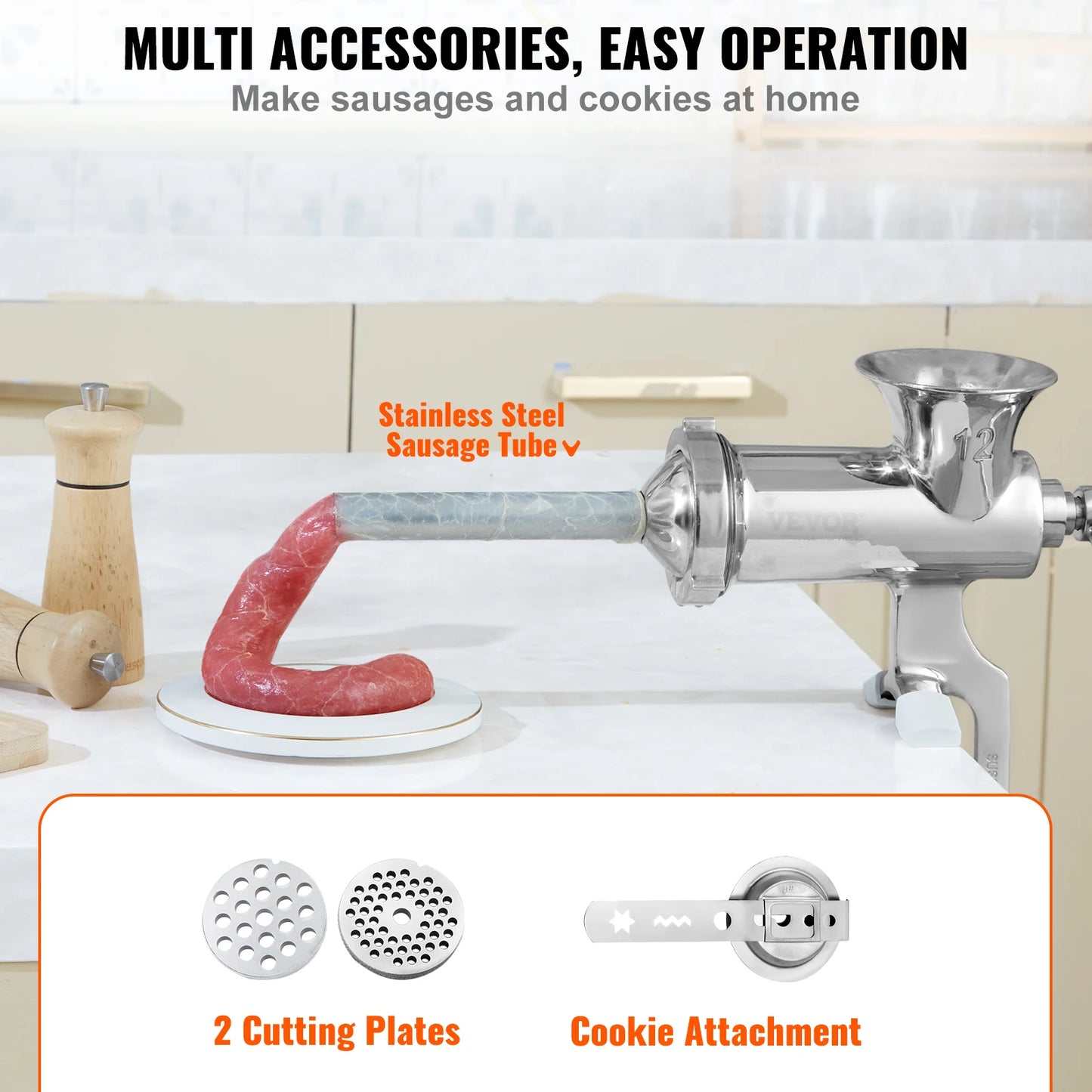 Succebuy Manual 304 Stainless Steel Meat Grinder With Table Clamp