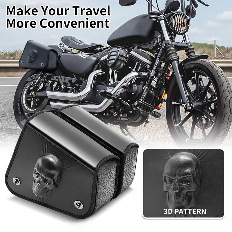 Motorcycle Black PU Leather Swingarm Luggage Bag For Harley Sportster