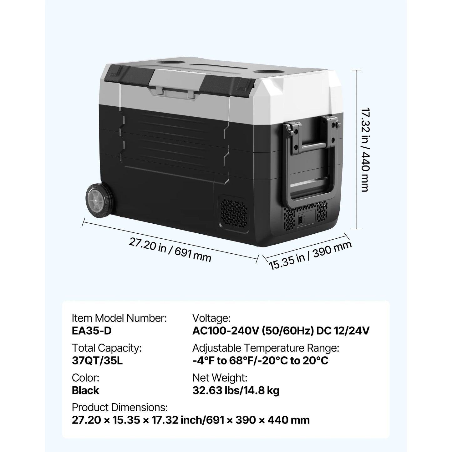 SucceBuy Portable Car Refrigerator With Wheel And App Control