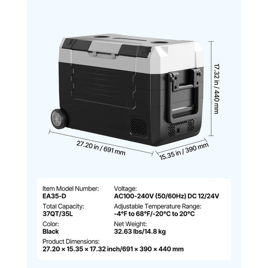 SucceBuy Portable Car Refrigerator With Wheel And App Control