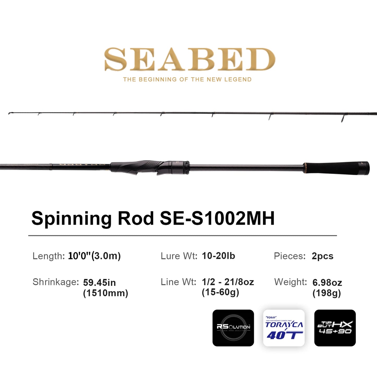 Pure-Lure Seabed Spinning Rod For Sea Bass Fast Action 10-14lb