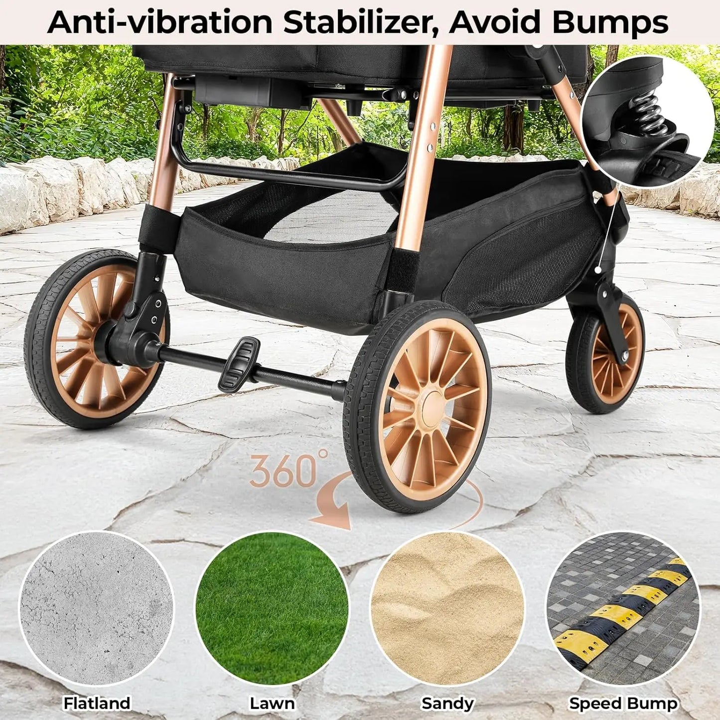 Foldable 360 Degree Cat Pet Stroller And Dog Buggy 25kg Load