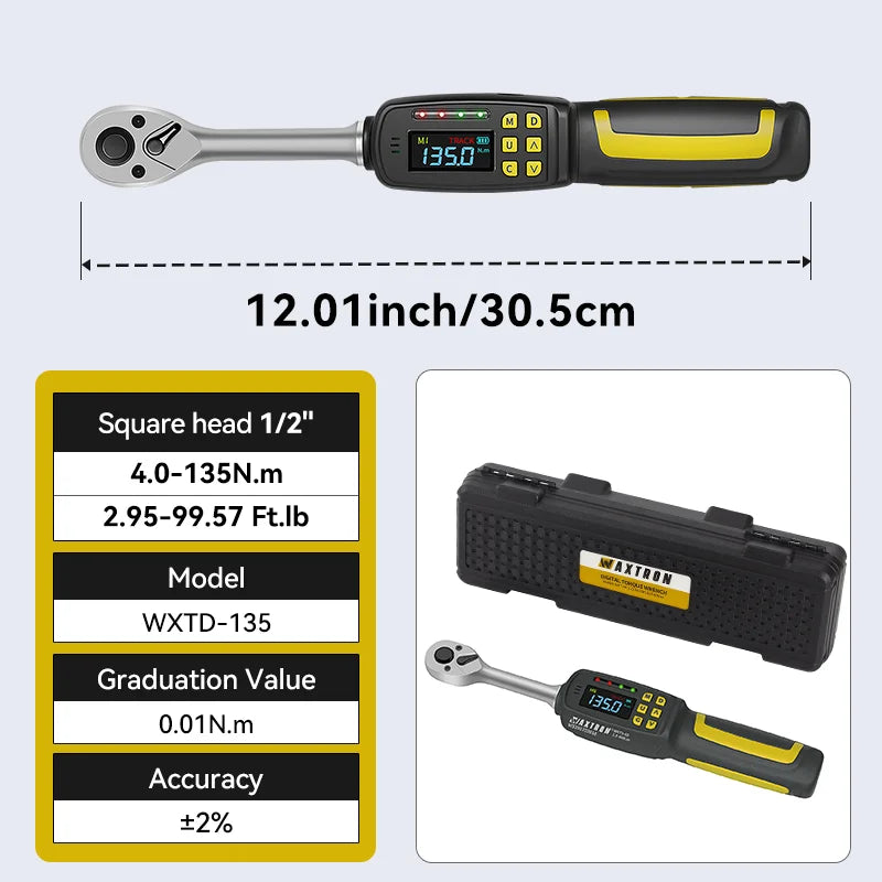 Waxtron Digital Torque Wrench Professional 2 Percent Accuracy For Auto