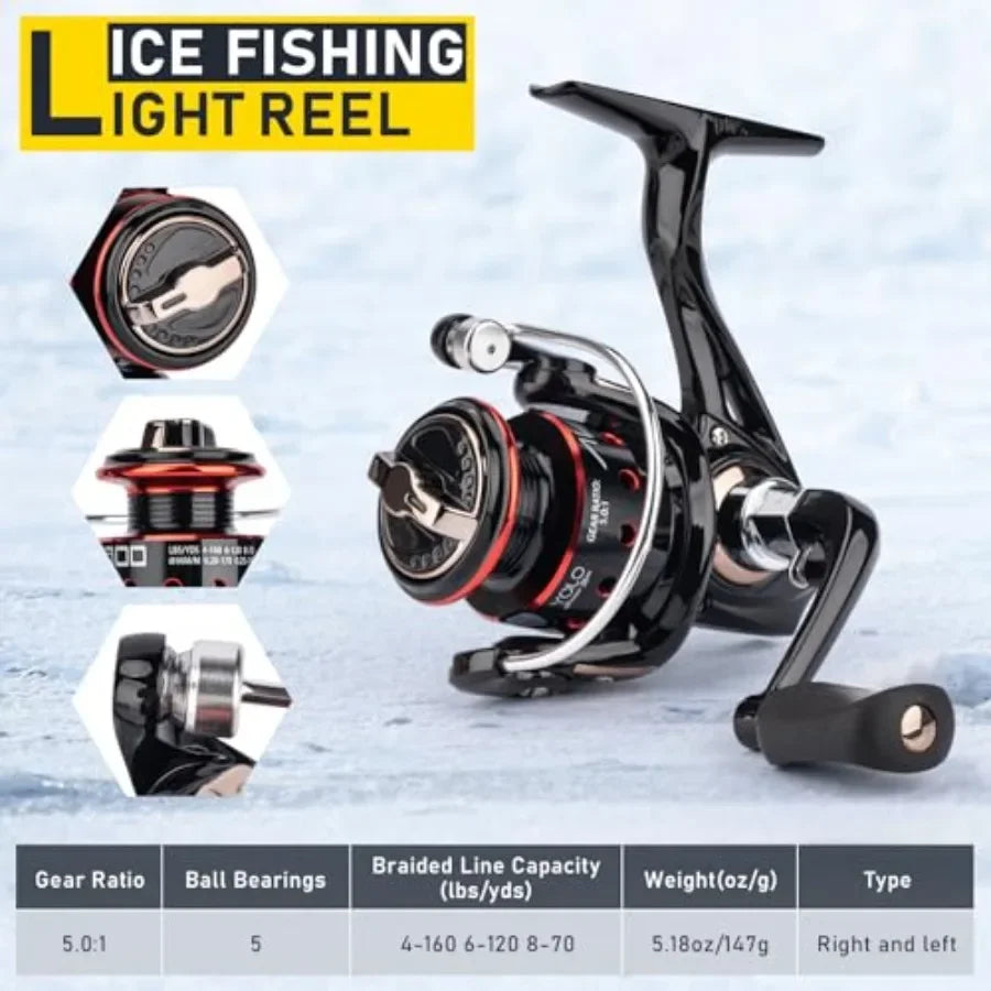 Portable Ice Fishing Rod and Reel Combo Kit Outdoors