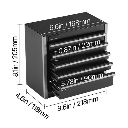 SucceBuy 5-Drawer Metal Tool Box Portable Chest For Workshop