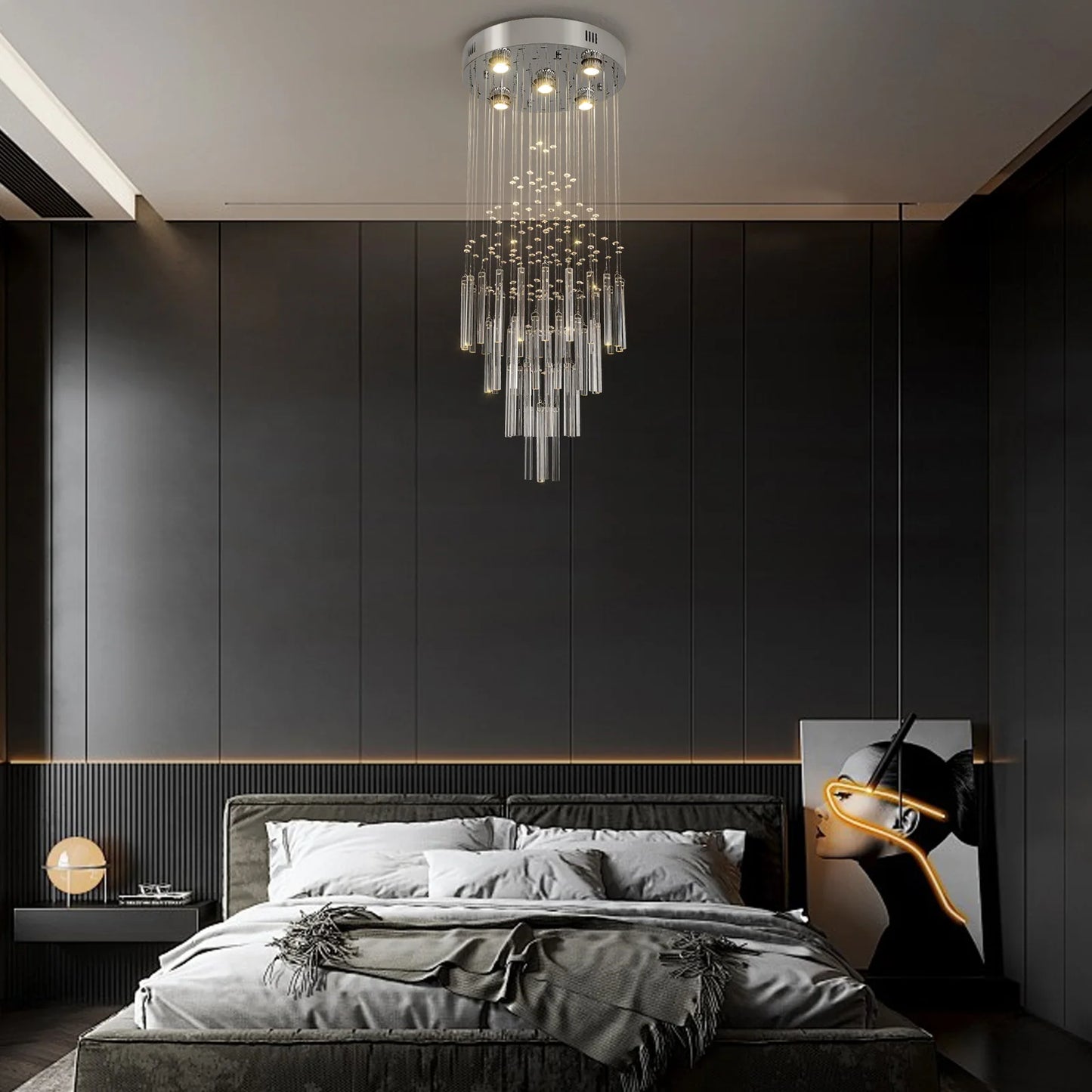 GreeLustr Crystal Ceiling Chandelier Pendant Light For Living Room