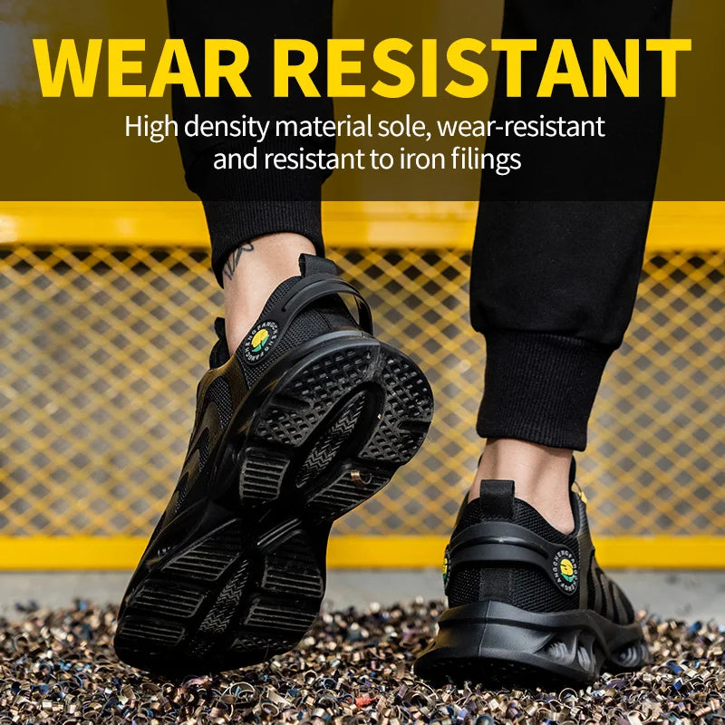 Breathable Lace Free Safety Shoes For Men Anti Puncture