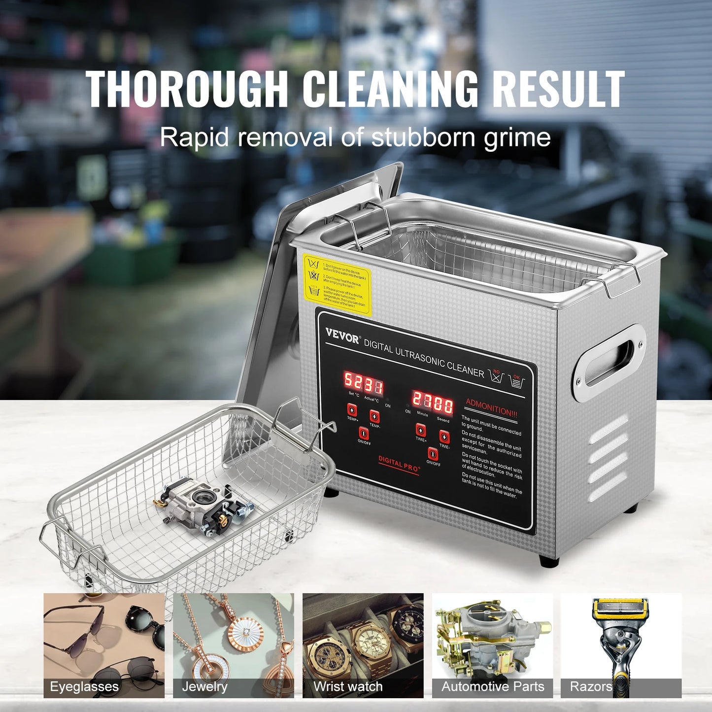 Succebuy Ultrasonic Cleaner 33-40kHz 800W Stainless Steel Home Appliance