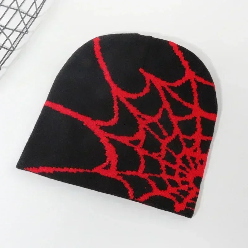 Knit Beanie Hat Spider Embroidered Winter Woolen Cap Unisex