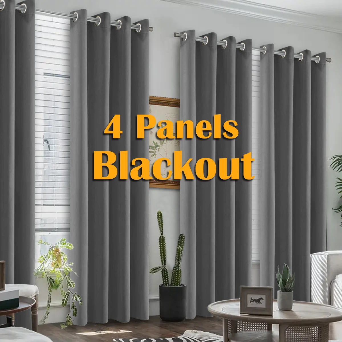 Thermal Insulated Grommet Blackout Curtains 4 Pack For Bedroom Living Room