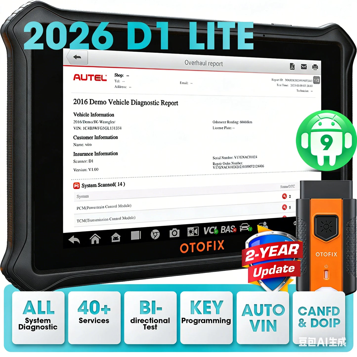 Otofix D1 Lite All System Car Diagnostic Tool OBD2 Bluetooth