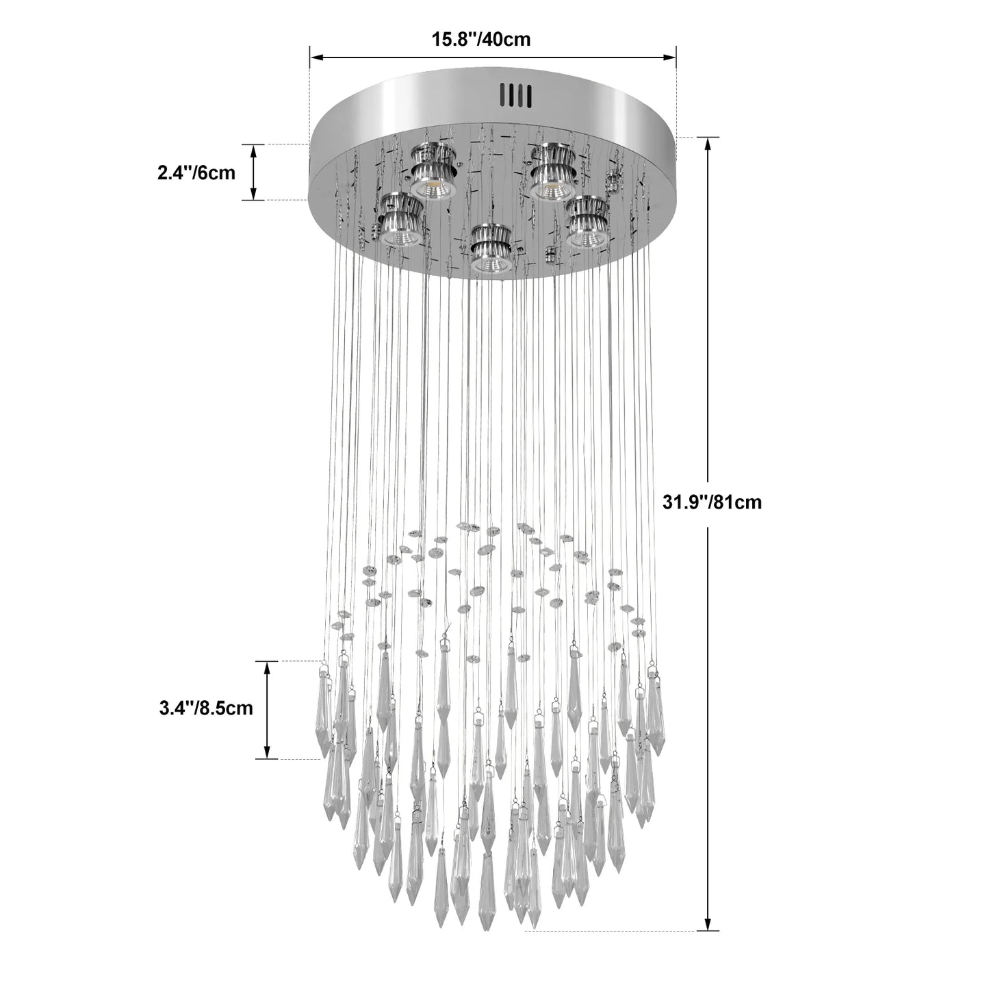 GreeLustr Crystal Ceiling Chandelier Pendant Light For Living Room