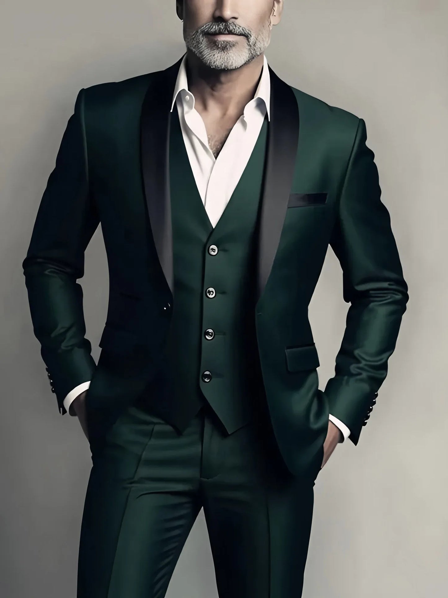 Men's Formal Suit Set Jacket Vest Pants For Business Wedding
