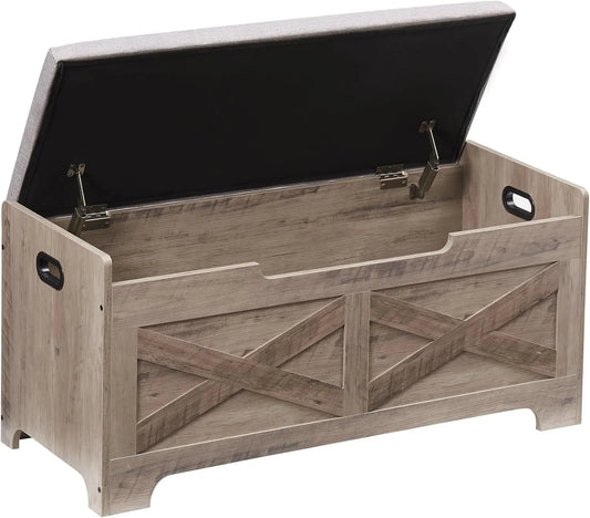 Twister Ck Wooden Storage Bench With Hinged Lid Entryway