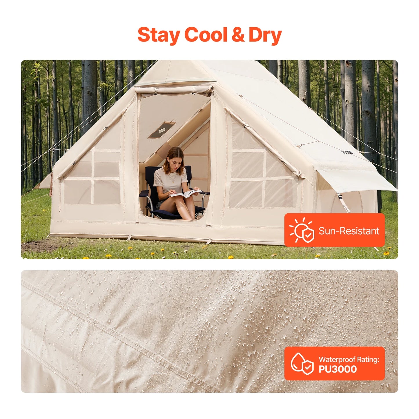 SucceBuy Inflatable Blow Up Tent With Pump And Stove Jack