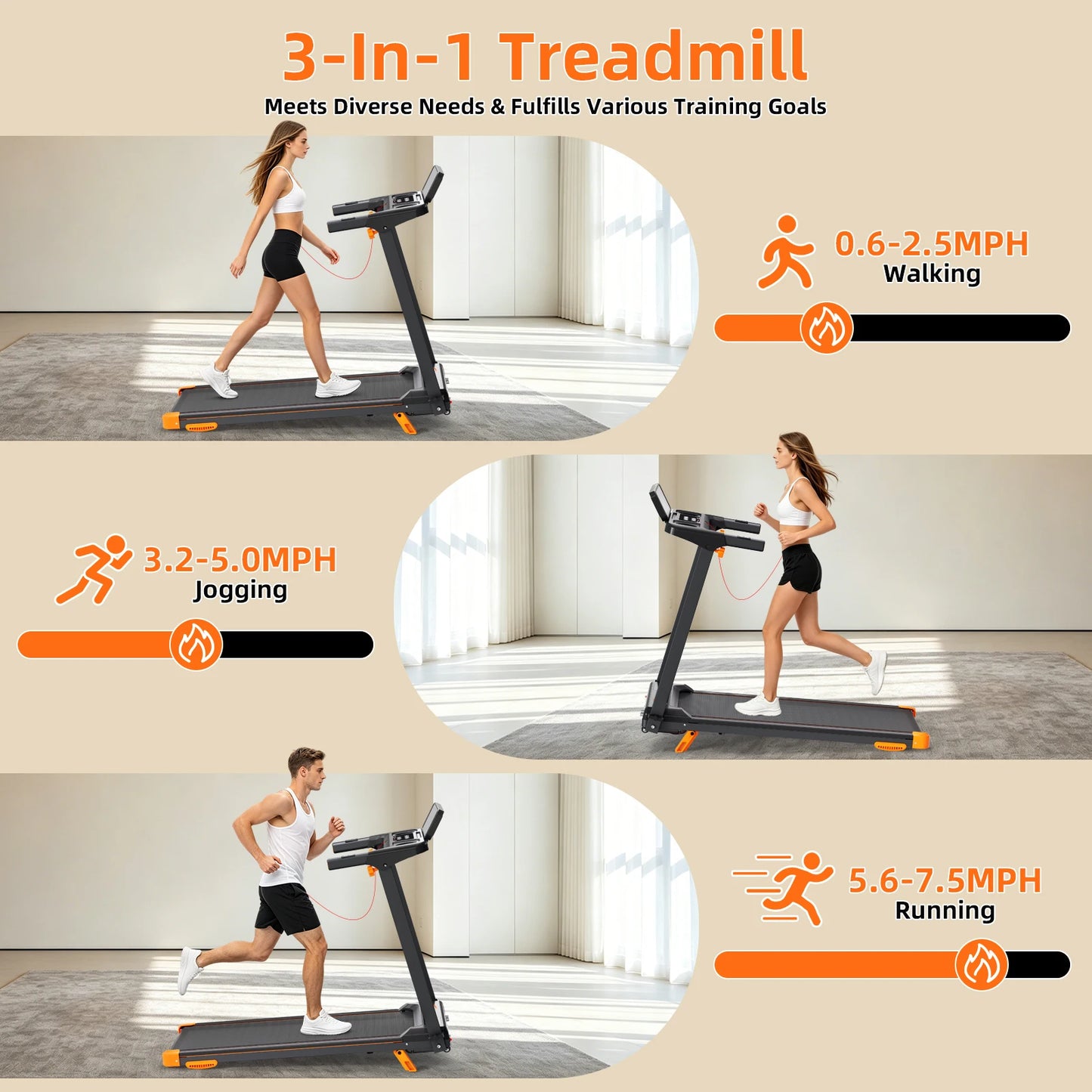 Quiet Foldable Walking Pad Treadmill With Incline And Led Display