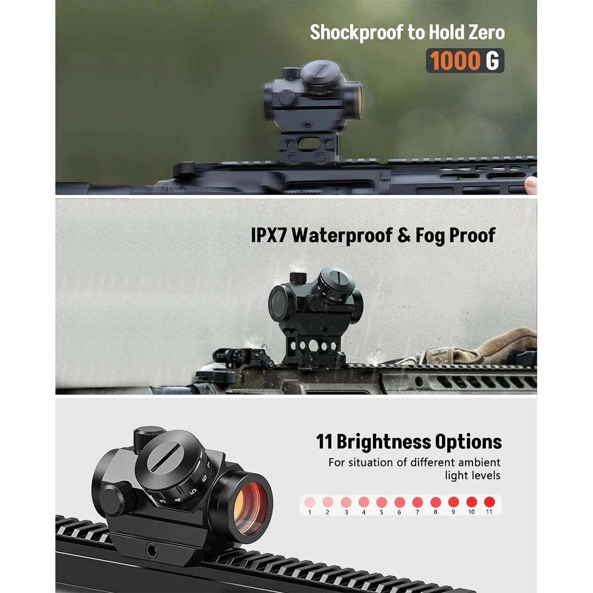 Nabila 2MOA Red Dot Sight 1x25mm Reflex Scope Waterproof Fogproof
