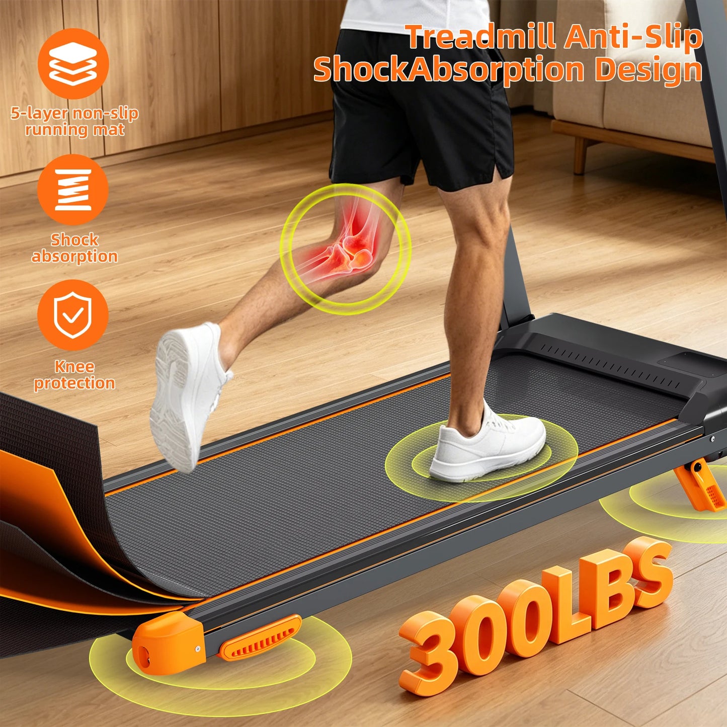 Quiet Foldable Walking Pad Treadmill With Incline And Led Display