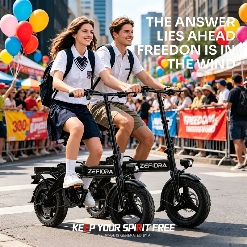 Zefiora Folding Electric Bike With Adjustable Seat