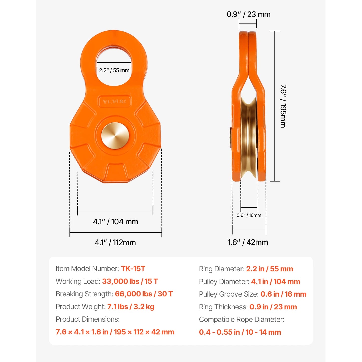 SucceBuy 30 Ton Single Swivel Rope Pulley Winch Snatch Block