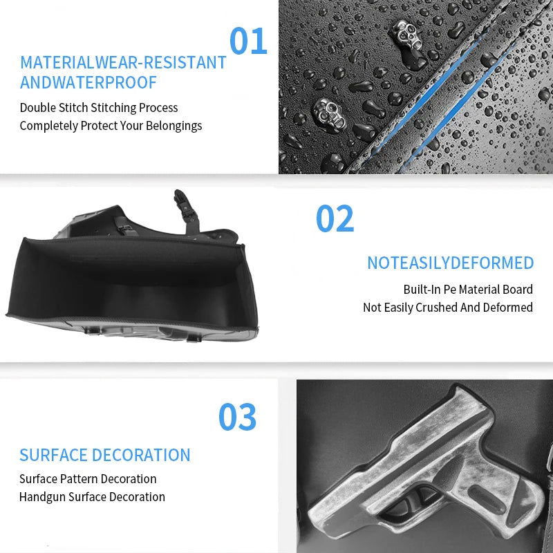 Waterproof Black PU Leather Universal Motorcycle Saddlebags