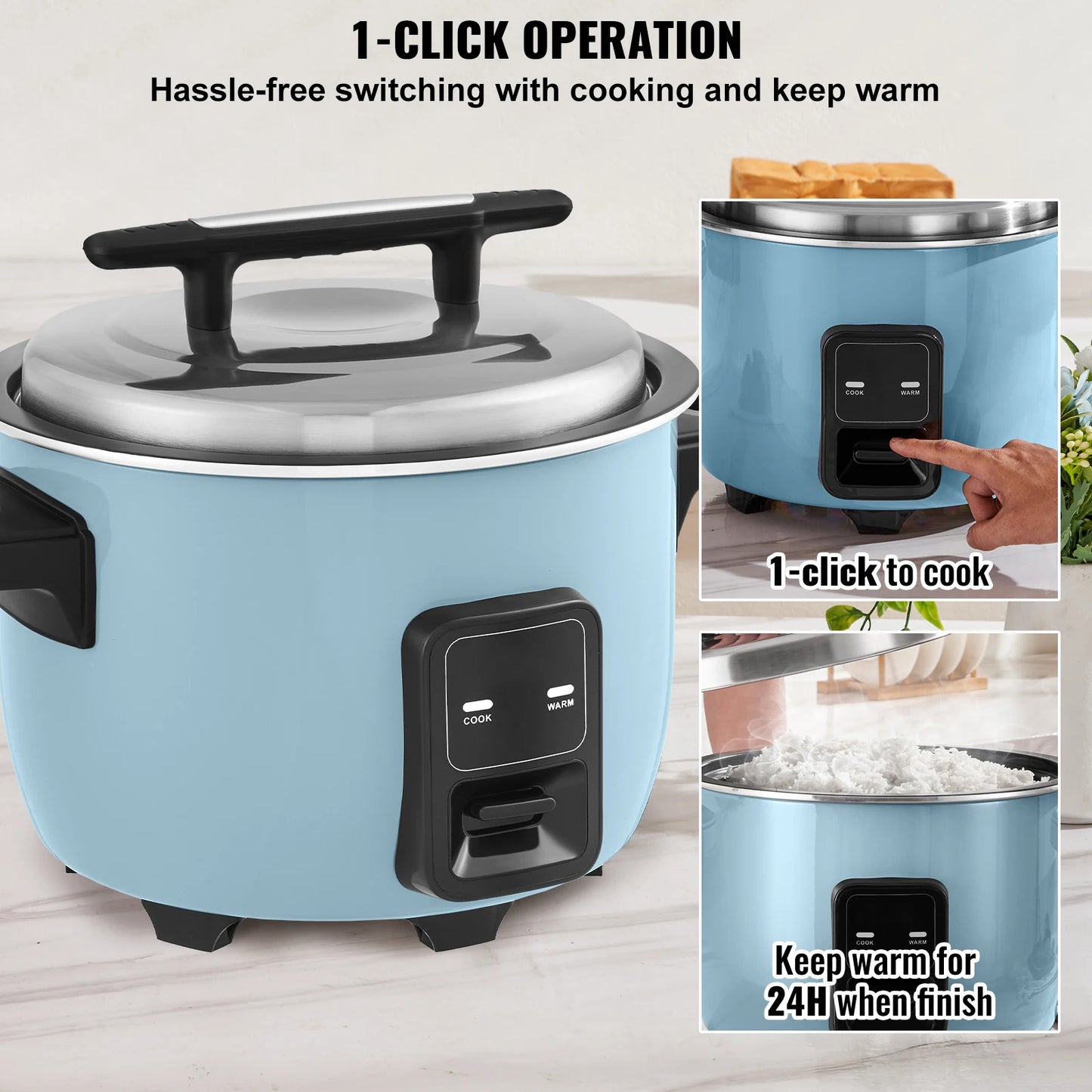 SucceBuy Commercial Rice Cooker Aluminium Nonstick Inner Pot 24 Hour Keep Warm