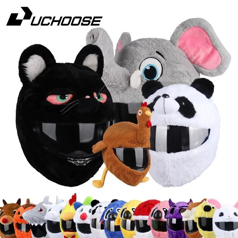 UchOOSE Cartoon Plush Motorcycle Helmet Cover With Ears