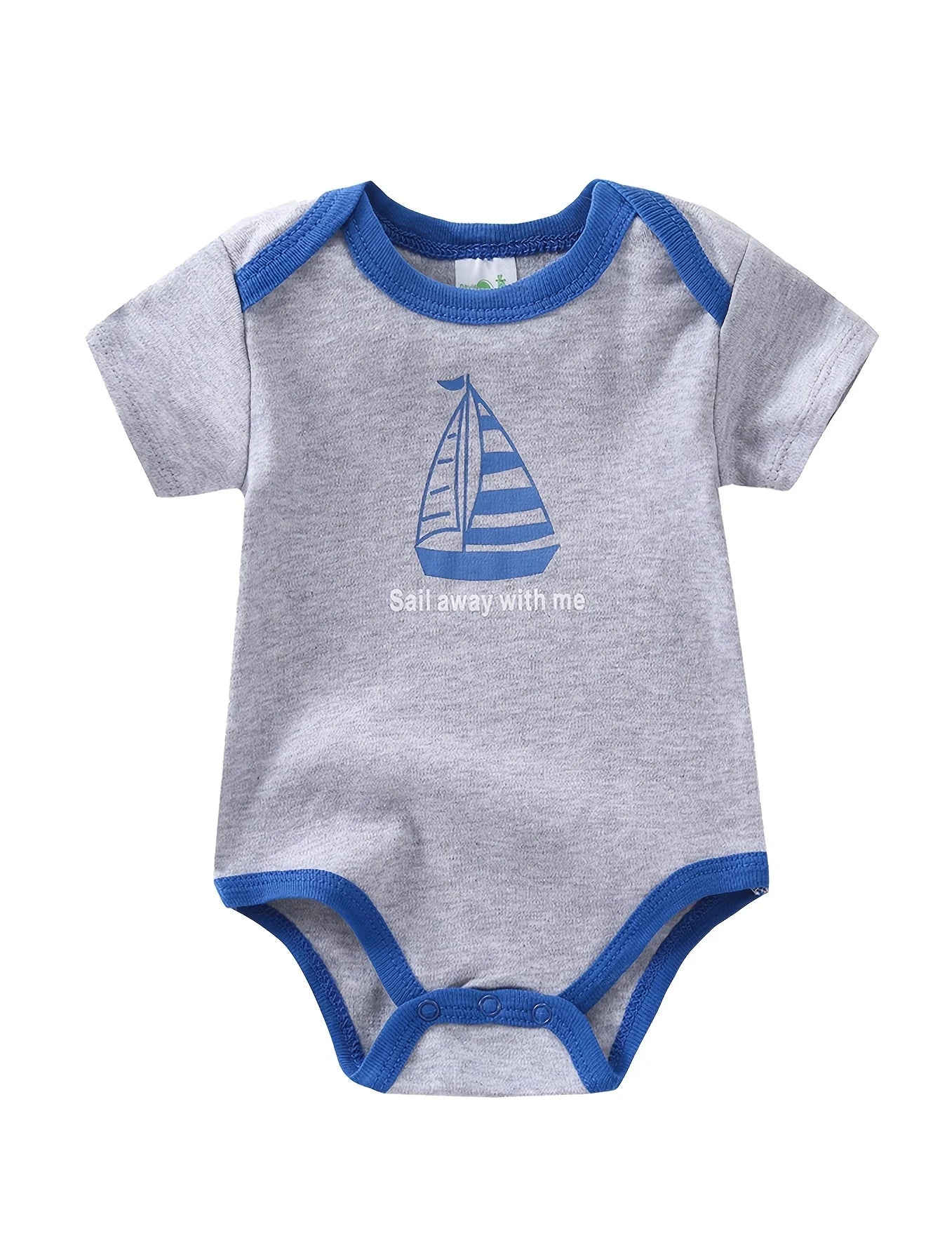 Baby Boy Sailboat Pattern Rompers Bodysuits 5 Pack Cotton