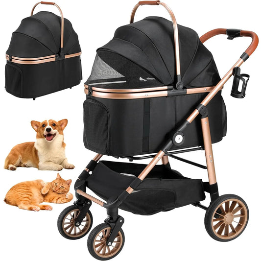 Foldable 360 Degree Cat Pet Stroller And Dog Buggy 25kg Load