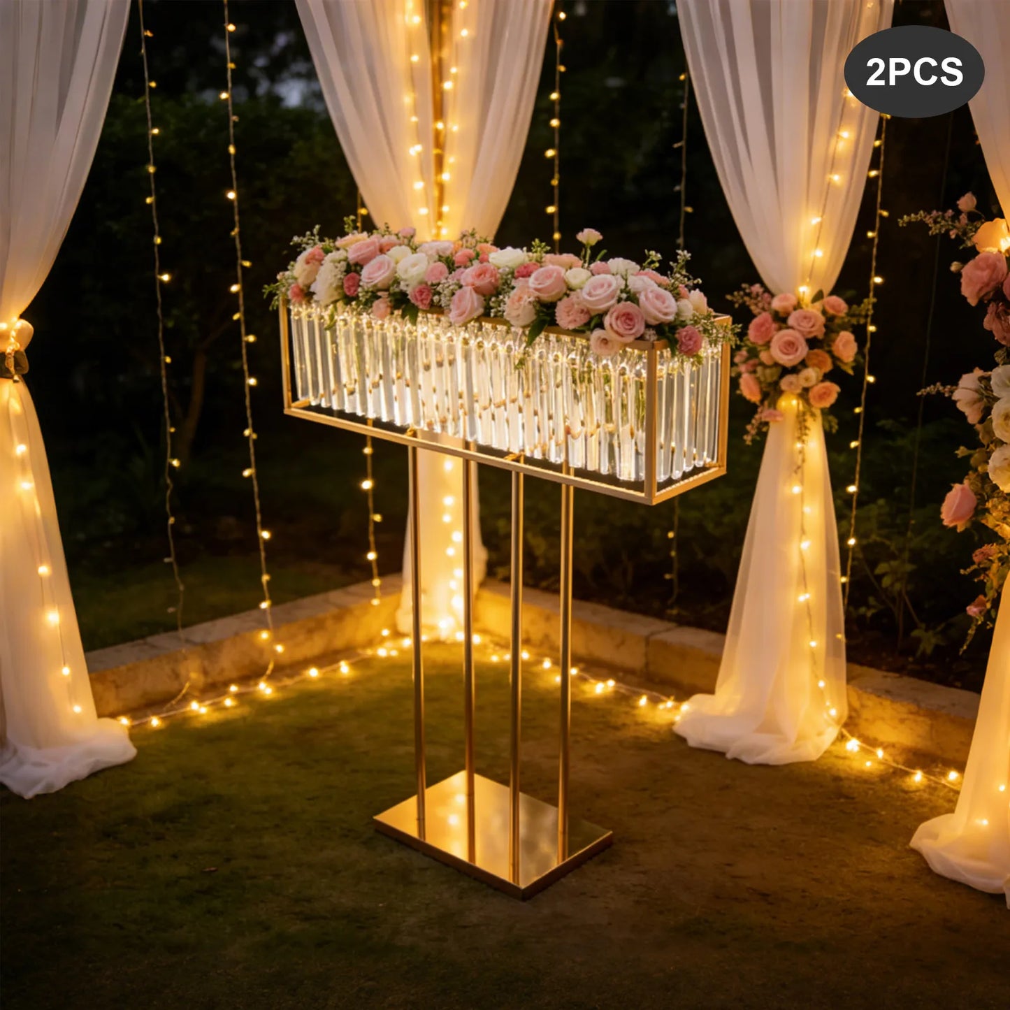 Crystal Flower Stand Iron Frame for Weddings and Luxury Events