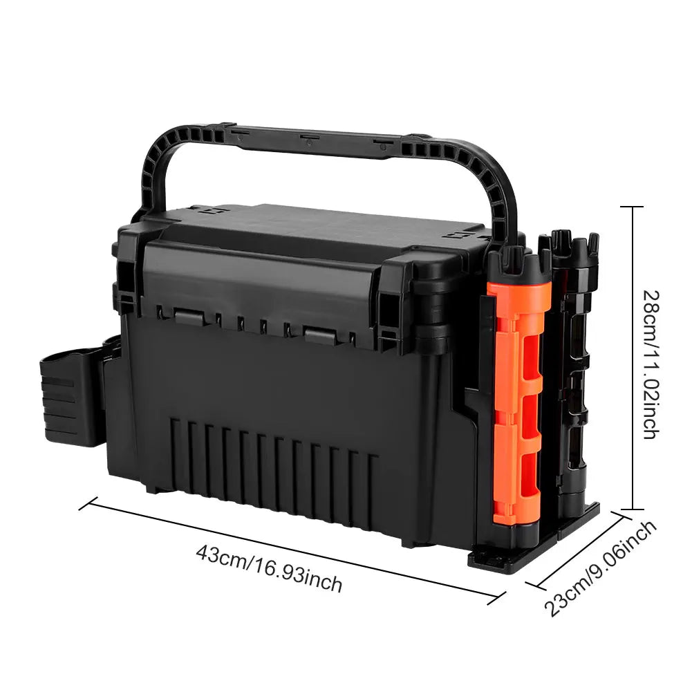 ALIILEE 2 Tier Fishing Tackle Box With Cup Rod Holder