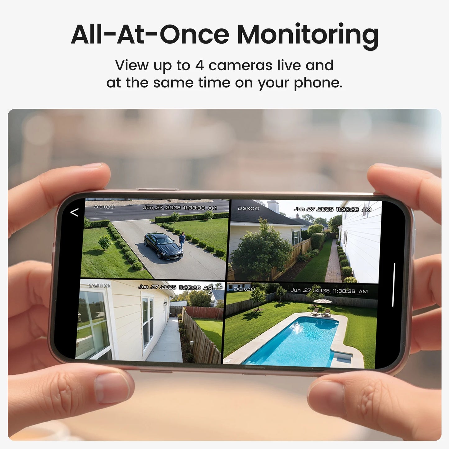 Dekco 3MP Solar Camera System 4Cam Wireless Alexa PTZ