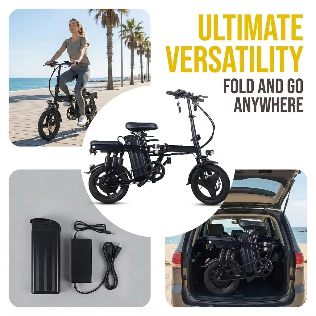 Electric Bike Foldable Adult With Rear Seat 400W Motor