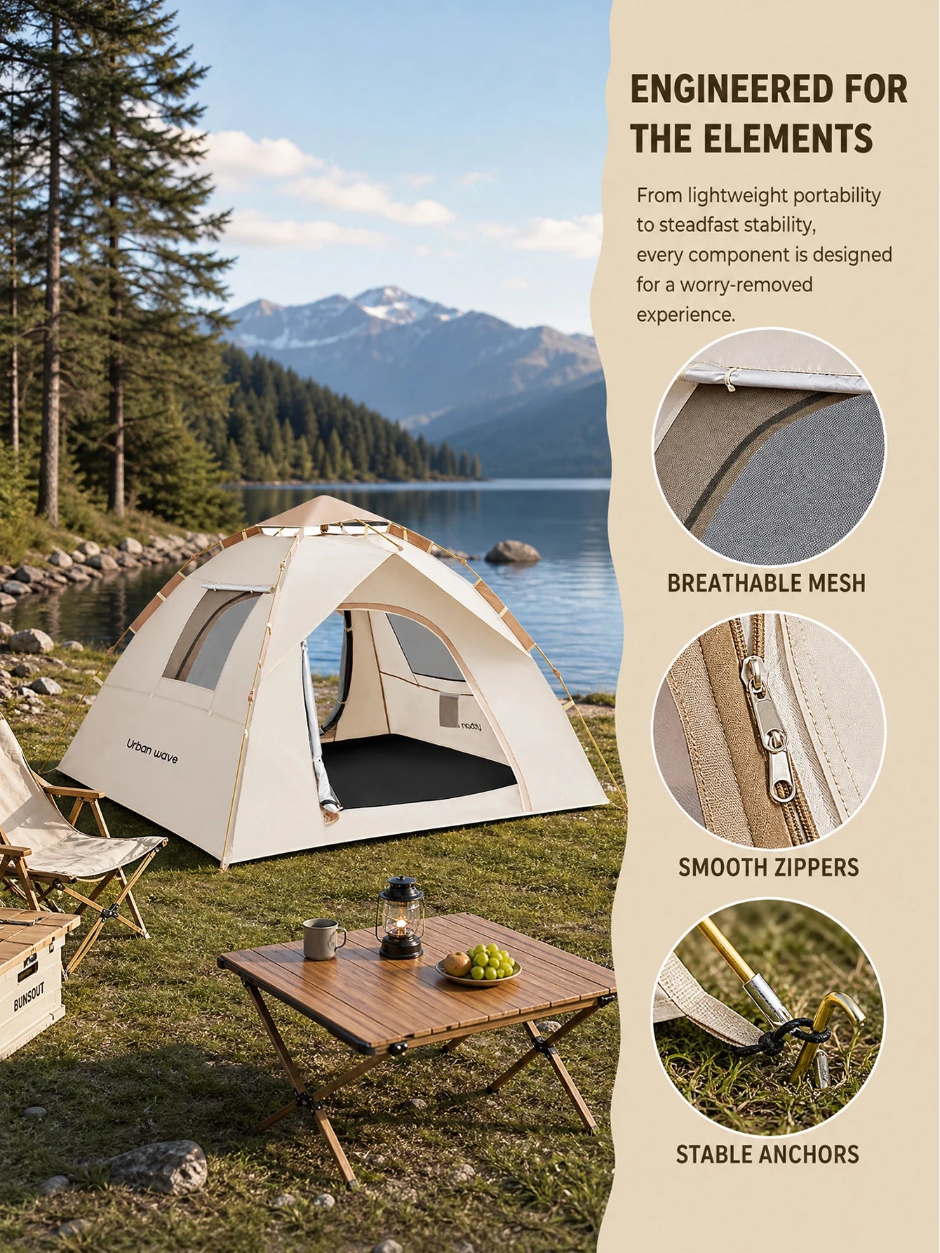 Automatic Pop-Up Four-Season Nylon Tent For 3 To 4 Users