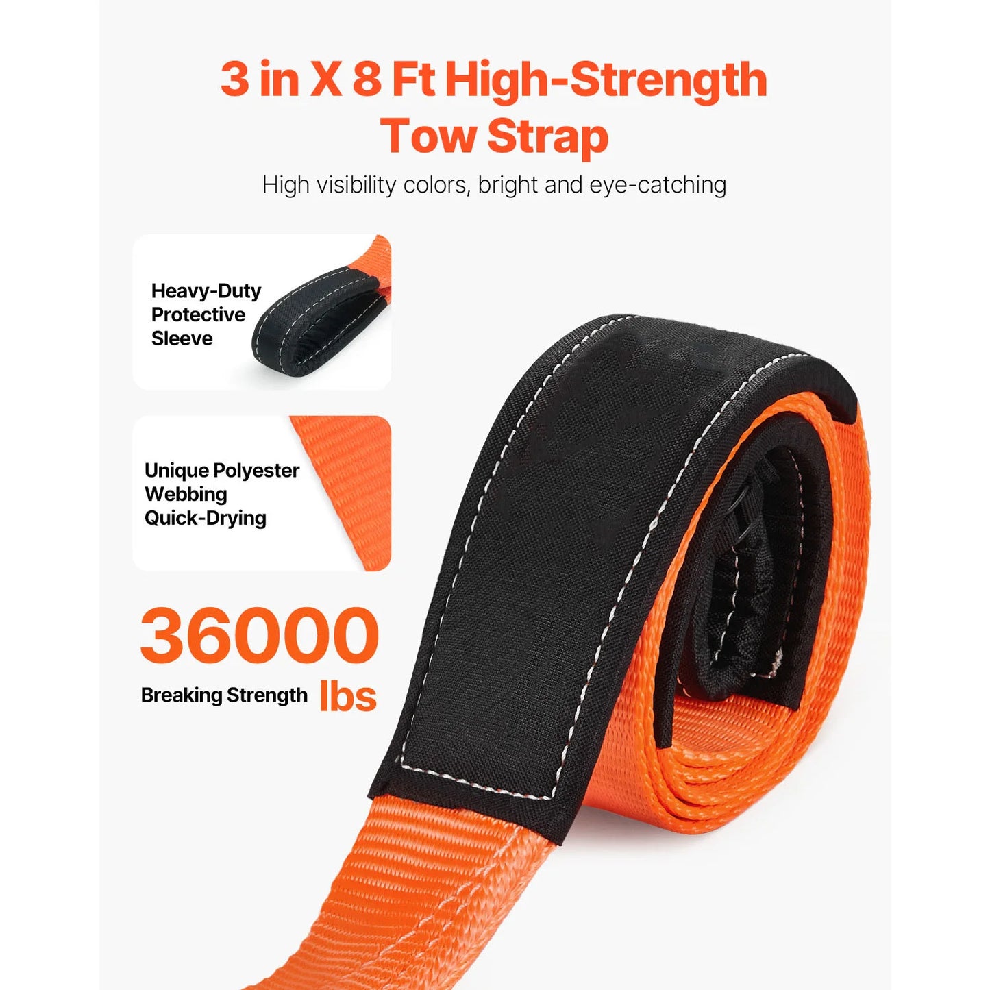 SucceBuy 36000 Lbs Recovery Tow Strap