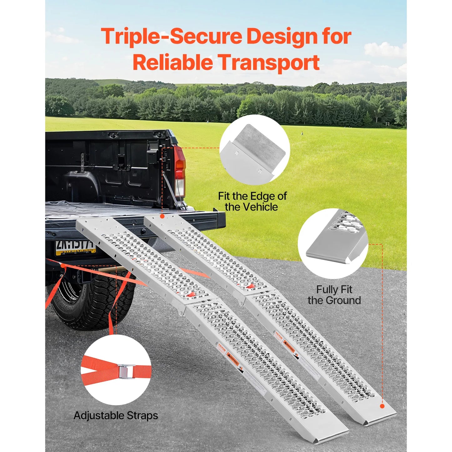 SucceBuy 1000lbs Steel Ramps 2 Pcs Wider Surface ATV Ramp