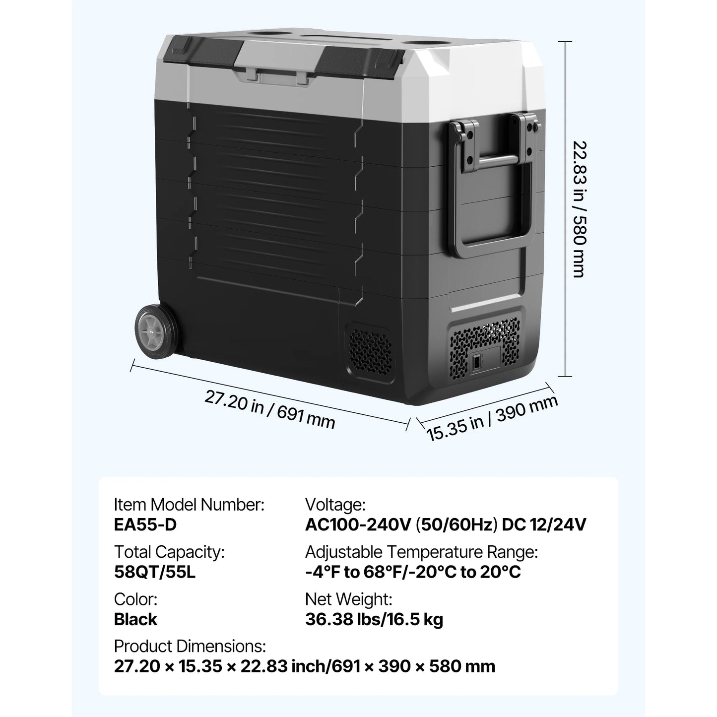 SucceBuy Portable Car Refrigerator With Wheel And App Control