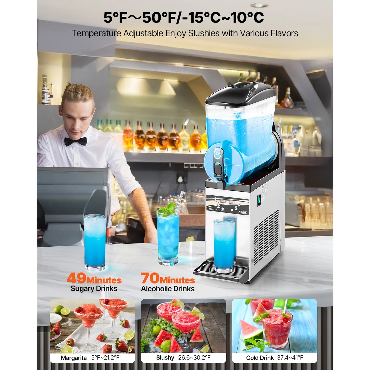 SucceBuy Commercial Slushy Machine Single Tank Frozen Drink Maker