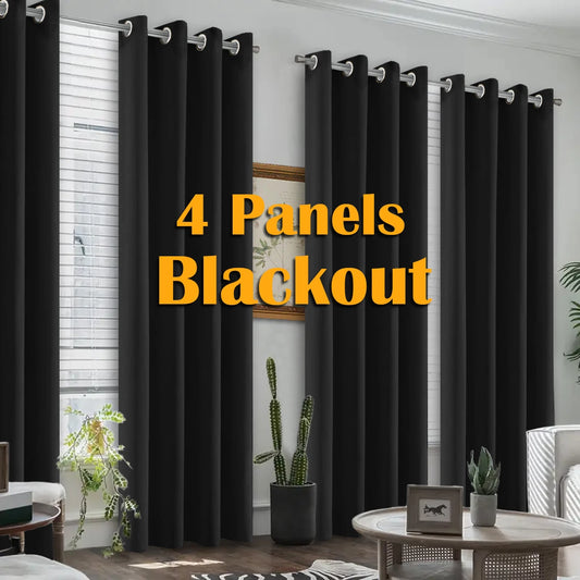 Thermal Insulated Grommet Blackout Curtains 4 Pack For Bedroom Living Room