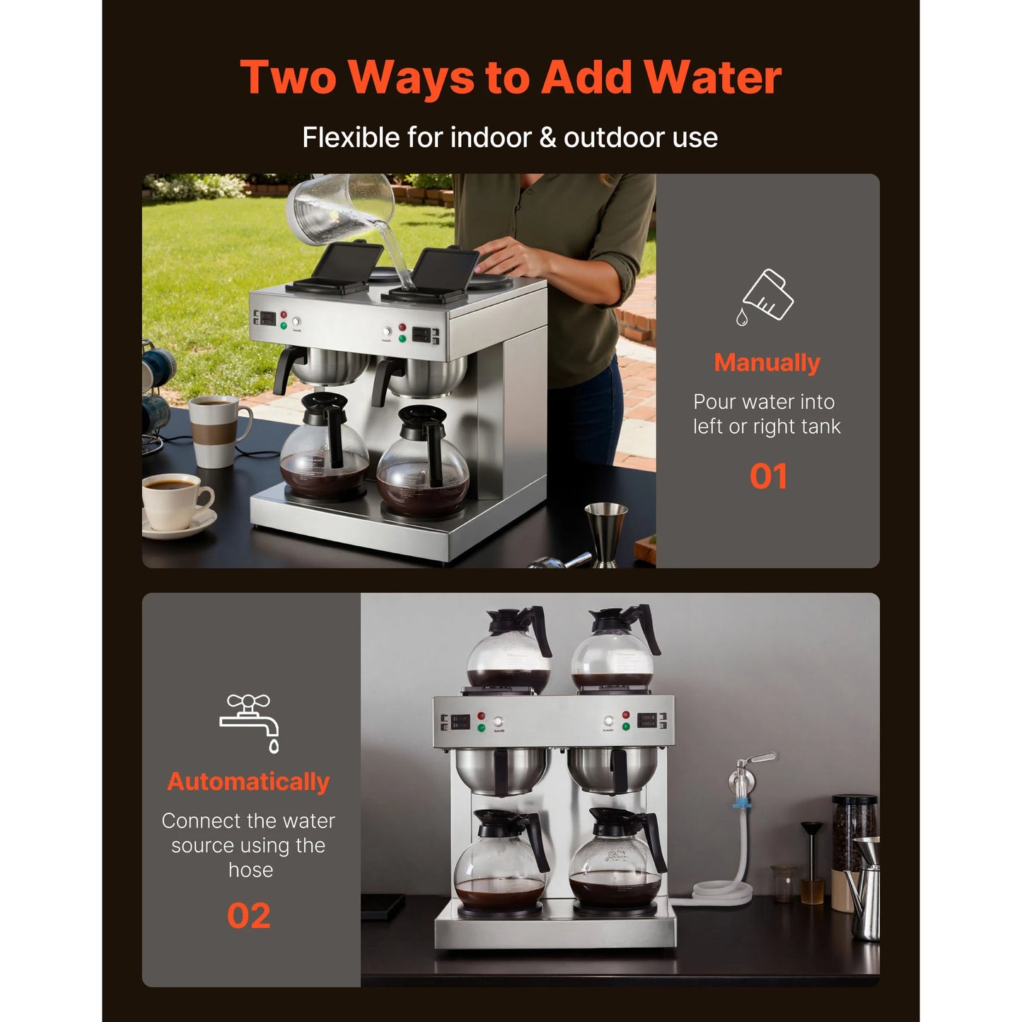 SucceBuy 24 Cup Commercial Drip Coffee Maker With Glass Carafes